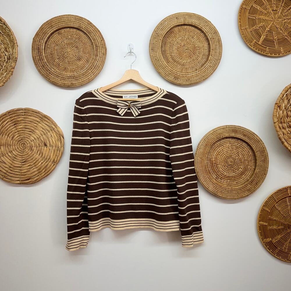 Vintage St. John Brown Bow Sweater 12